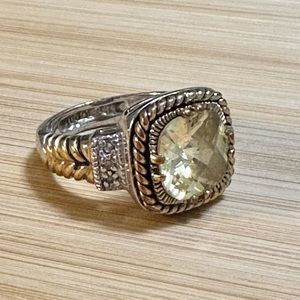 Lia Sophia Ring Yellow stone braid accent Size 9